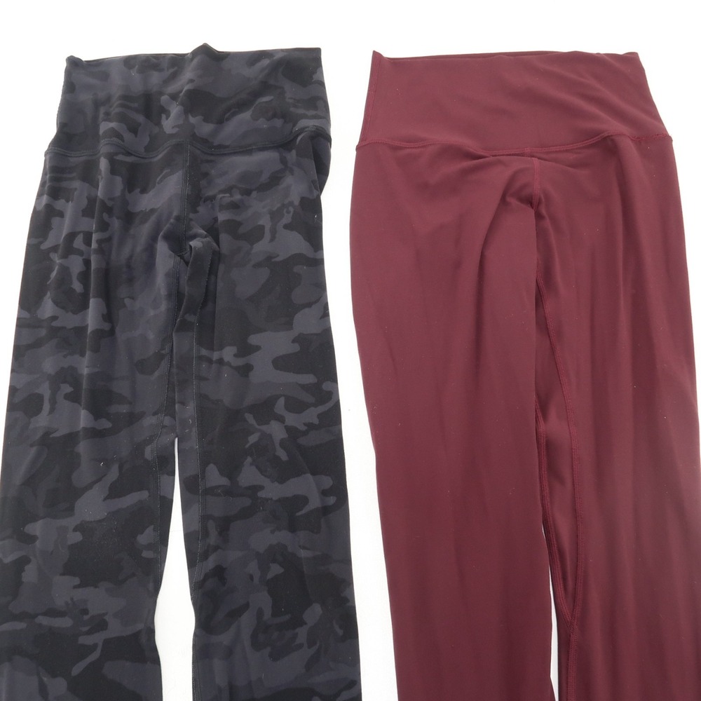 Lululemon Women Leggings  Size 4 Maroon red and Black Gray Camo‎ Athletic
